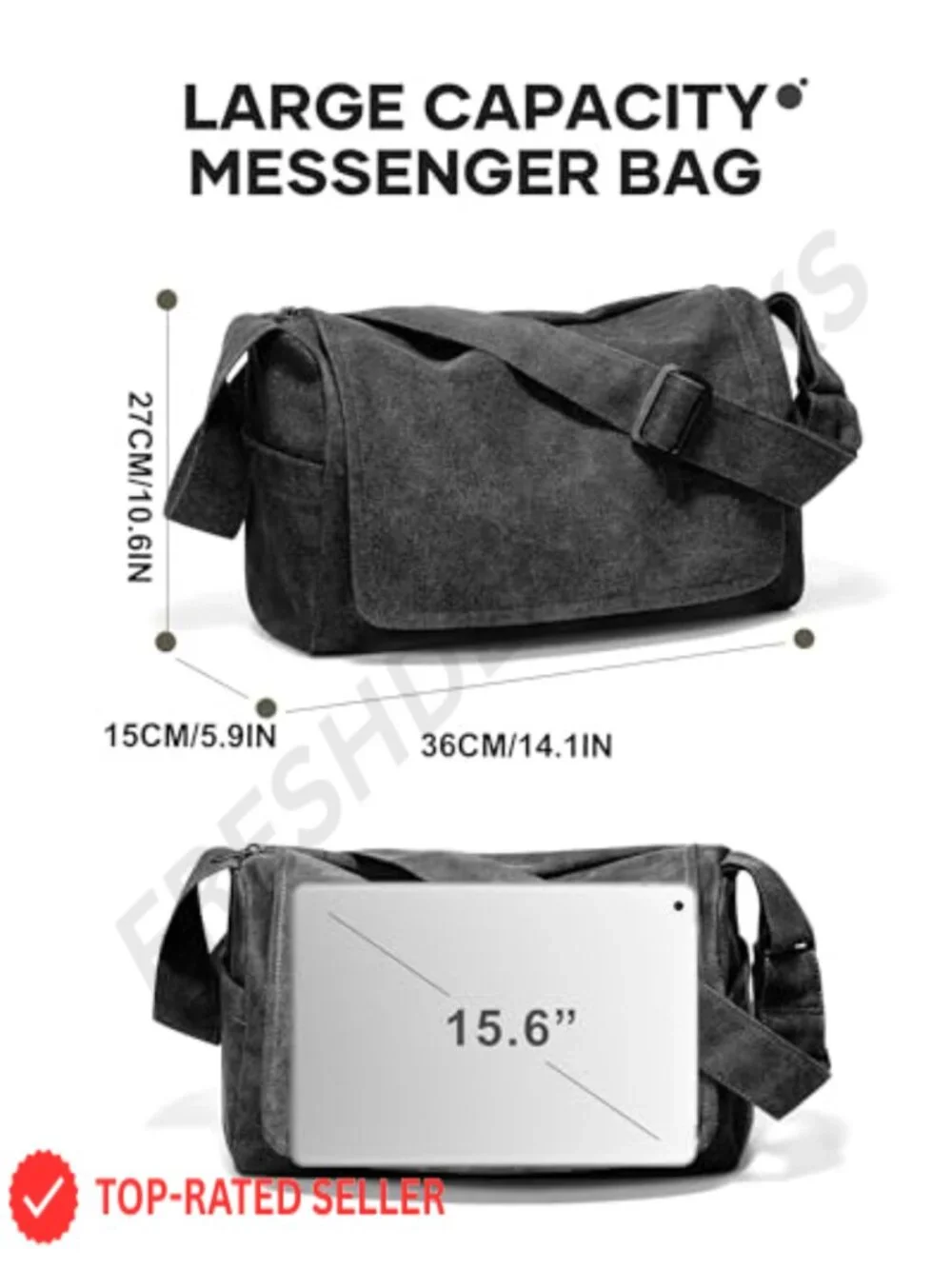 Canvas Messenger Bag for Men Crossbody Laptop Bag Vintage Shoulder Bag